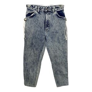 Vintage 1980s USA Acid Wash High Waist Tapered Leg Mom Jeans Western Cowgirl